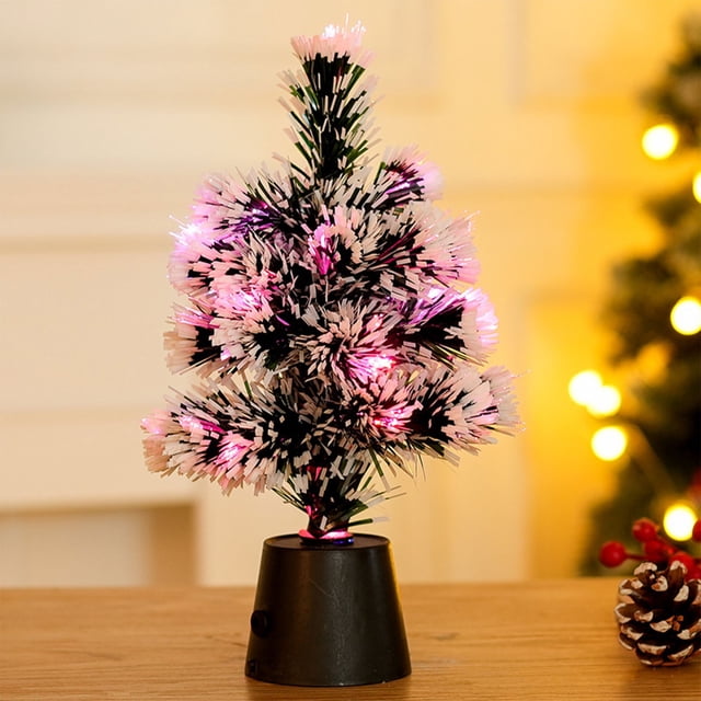 Árbol de Navidad Luminoso de Fibra Óptica de Colores | Material de Pvc | Funciona con Pilas | Tamaño: 30 Cm | Decoración para Interiores y Exteriores | 1 Unidad