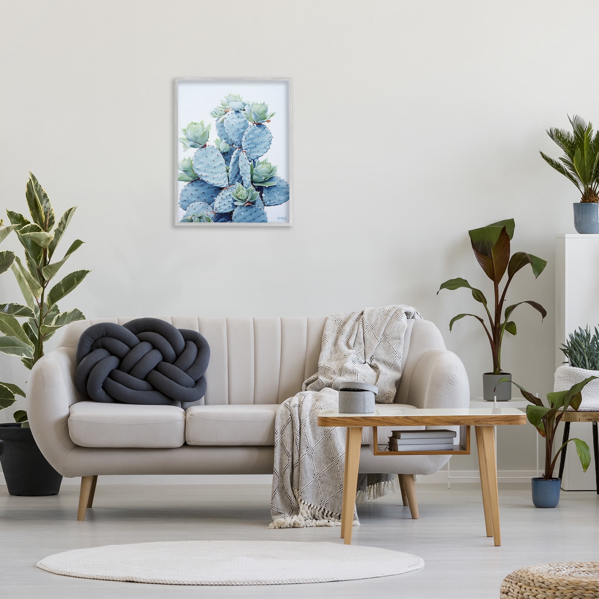 Stupell Industries Blooming Succulents & Cactus Botanical & Floral Painting Gray Framed Art Print Wall Art, 24 x 30