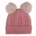 thumbnail image 4 of Women Double Pom Pom Beanies Hat, Winter Hats for Women Cold Weather Warm Knit., 4 of 4