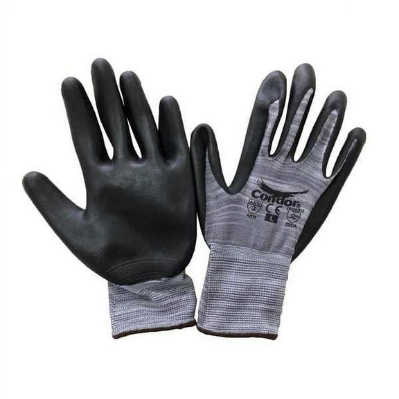 Condor Coated Gloves,L,Nylon,Nitrile,PR 60VY83