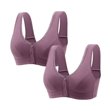 Weikingp Bras for Women  Womens Bra Sports Bras Front Snaps Seniors Wireless Beauty Back Full Coverage Comfor Easy Close Bras Bralettes for Women Plus Size Lingerie Clearance Purple Xl