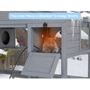 Petsfit Catio Outdoor Cat Enclosure , Outdoor Cat House with Large Front Door + Two Enter Door,59L x 35W x 71H,Grey
