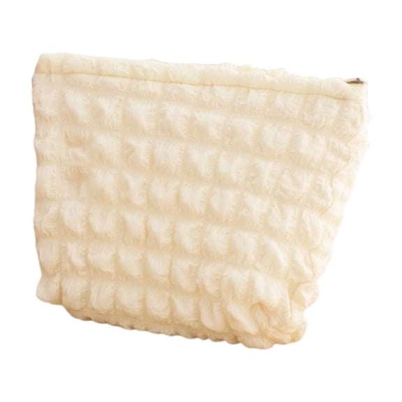 Beige Beige Mini Knitted Makeup Bag Portable Cosmetic Pouch With Zipper Closure