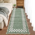 thumbnail image 2 of Hasoo Green Scalloped Runner 2x6 Washable Soft Geometric Rug for Bathroom Hallway Kitchen, 2 of 6