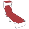 thumbnail image 1 of vidaXL Chaise Longue Pliante avec Auvent Rouge Aluminium, 1 of 5