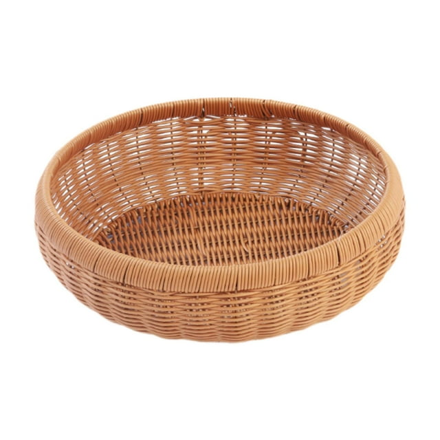 Cesta de almacenamiento de ratán de imitación, cesta de pan, contenedor de almacenamiento de decoración del hogar, para bocadillos, pan, encimera de 30 cm x 7 cm