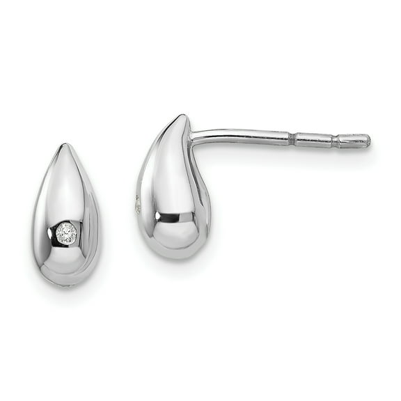 Primal Silver Sterling Silver Rhodium-plated 0.01 Cttw Diamond Teardrop Earrings