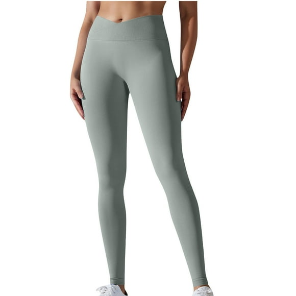 Besolor Women's Crossover Yoga Leggings Scrunch Seamless High Waisted Gym Workout Sport Compression Pants