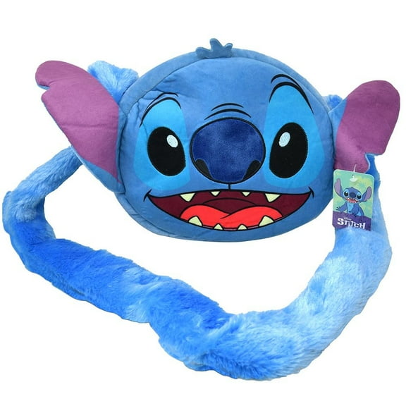 Stitch Plush Head Cross Body Bag with Furry Handle
