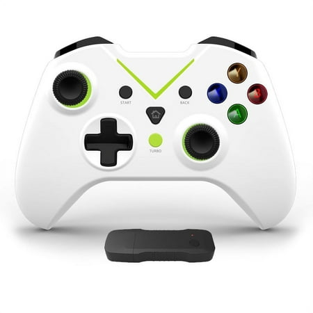 Wireless Xbox Controller for Xbox One, Xbox Series S/X, Xbox One S/X, PC, Windows 7/8/10/11, Turbo Function, Built-in Dual Vibration, 2.4GHz Connection, USB Charging, Rechargeable Battery(White)