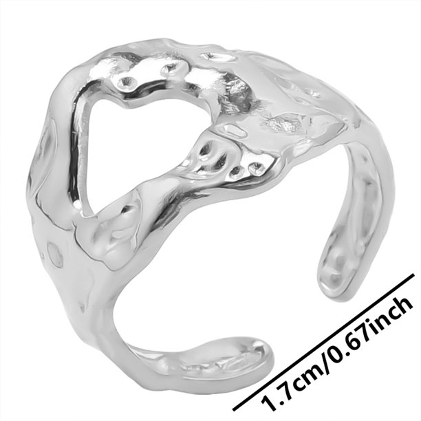 1Pc Stainless Steel Women Personality Textured Chunky Open Rings Punk Hammered Irregular Lava Wedding Party Men Anillos Jewelry