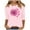 Pink, variant on GERsome Women's Summer 3/4 Sleeve T-Shirts Round Neck Cute Tunic Tops Basic Tees Blouses Loose Fit Pullover