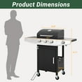 thumbnail image 3 of Enyopro 3 Burner Propane Gas Grill, 40,000BTU Stainless Steel BBQ Grill with Side Burner, Brush, Built-in Thermometer, 4 Universal Wheels for Outdoor Cooking Patio Backyard, 3 of 11