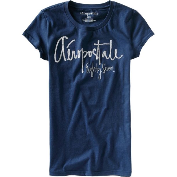 Camiseta gráfica Aeropostale Shimmer para mujer, azul, extra pequeña