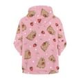 thumbnail image 3 of Psesaysky Girls Zip Up Hoodie Kids Capybara Strawberry Pink Oversized Long Sleeve Sweatshirt Jacket with Pockets Winter Warm Clother 6-7 Years, 3 of 7
