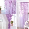 thumbnail image 3 of Aosijia 2 Pieces Willow Window Curtain Voile Tulle Room Salix Leaf Sheer Gauze Curtain Voile Panel Drapes Curtain Purple Color for Living Room Bedroom Balcony, 3 of 9