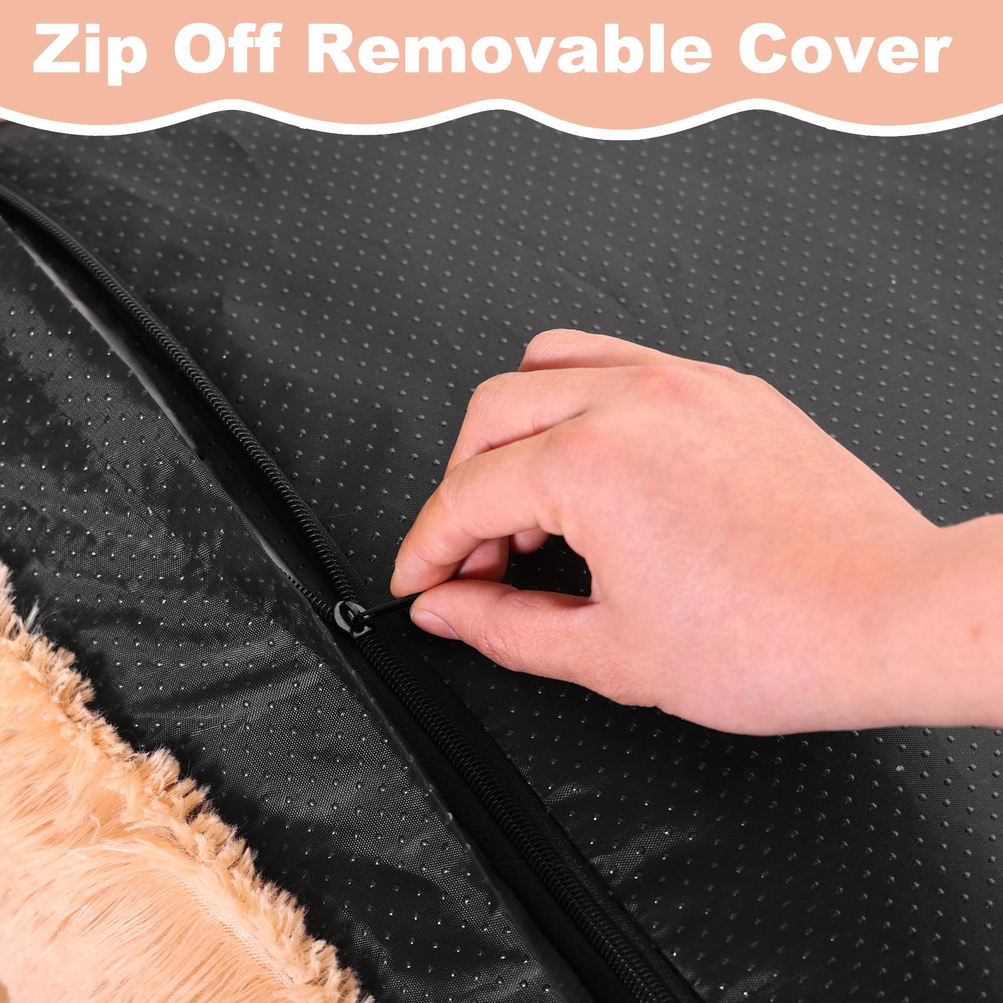 Plush Waterproof Dog Crate Bed  Removable Washable Cover Faux Pad For Medium Dogs 29"x21" Camel
