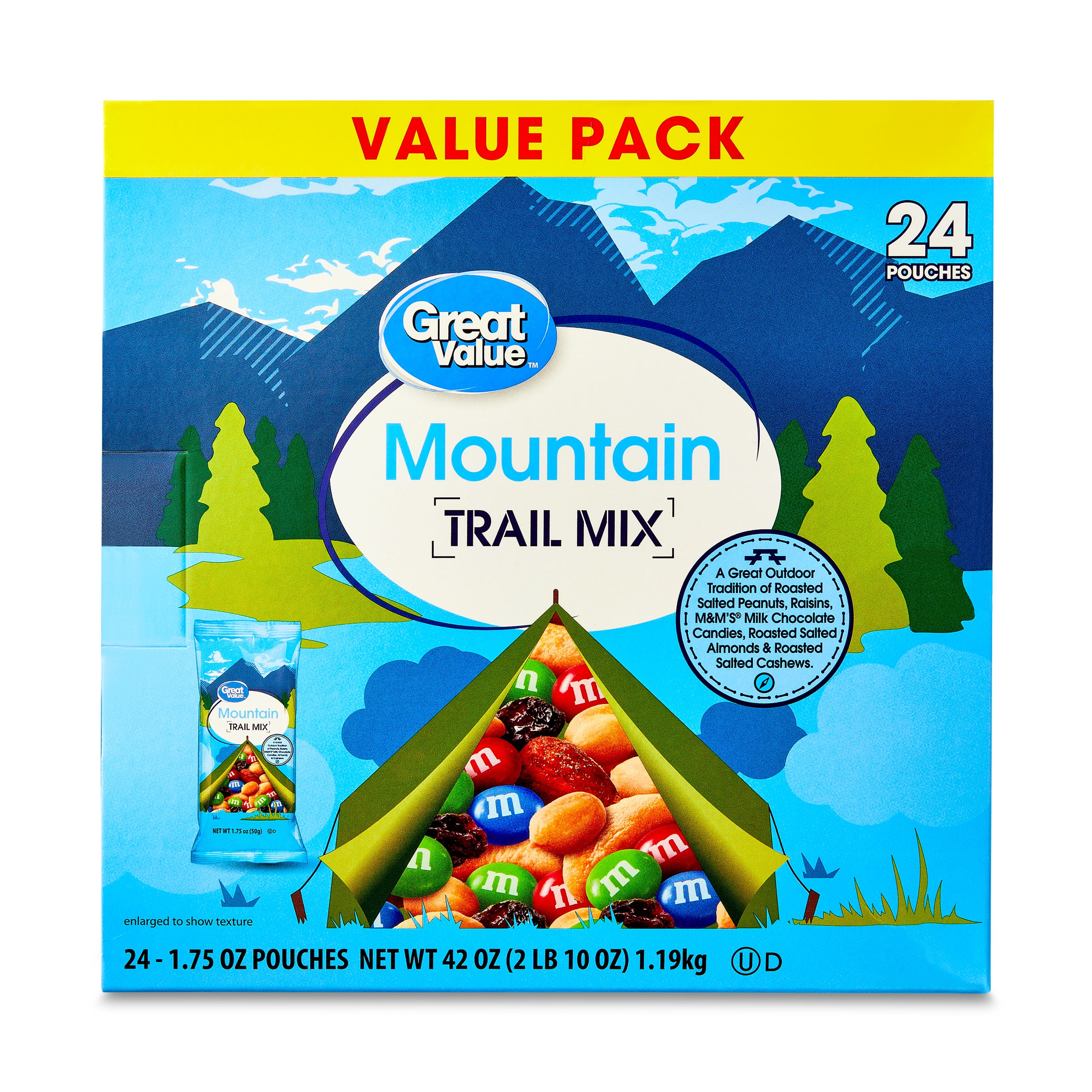 (4 pack) Great Value Mountain Trail Mix, 1.75 oz, 24 Count