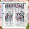 thumbnail image 6 of Kitchen Curtains Christmas Silver Red Balls Fir Branches Valances and Window Curtains 3 Pcs Set Magic Snowy Sparkling Snowflake Short Tier Curtain for Room Treatment Small Kitchen Window Decor, 6 of 7