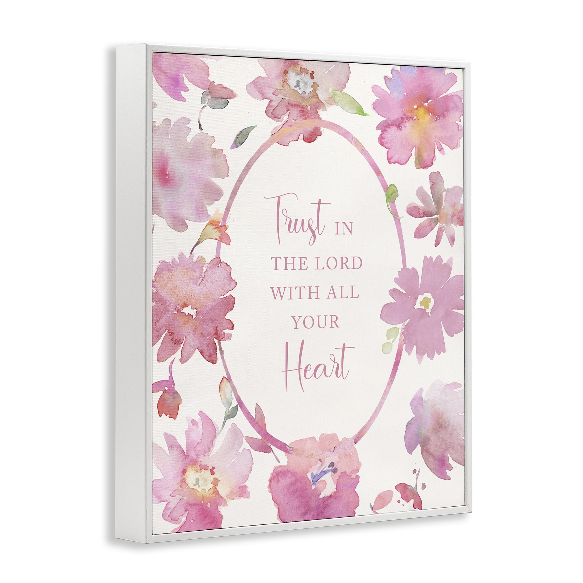 Stupell Industries Trust In The Lord Pink Blooms White Framed Giclee Art, design by Theresa Heidel