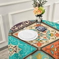 thumbnail image 6 of SKYSONIC Ethnic Tribal Talavera Round Tablecloth 60inch Indoor Wrinkle Free, Ottoman Motifs Circular Lace Table Cover Washable for Kitchen Party BBQ Dining Decor, 6 of 7