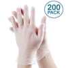 [200 Pack] Medium Vinyl Disposable Gloves - Non Latex Rubber, Powder Free, Food Grade Safe Supplies, Hand Glove Dispenser Pack