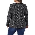 thumbnail image 4 of DARING DIVA Women's Plus Floral V Neck Long Sleeve Ruffle Blouses 2X Black White, 4 of 6