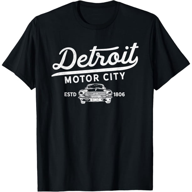 Motor City Muscle Car Detroit Novelty Vintage 1806 - Camiseta retroceso