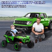 24V 2 Seater Ride on Toys UTV for Kids w/Parent Remote Control, 4WD 7AH Kids Battery Powered Vehicles, Bluetooth Spring Suspension, Storage for Gift, Green