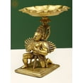 thumbnail image 3 of 6" Brass Garuda Lamp Pointed Beak - Hindu Eagle God Diya Figurine | Handmade Made in India, 3 of 4