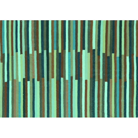 Ahgly Company Indoor Rectangle Abstract Turquoise Blue Contemporary Area Rugs, 6' x 9'