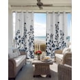 thumbnail image 6 of Blue Botanical Blackout Curtains for Bedroom Living Room Darkening Curtains 90 Inch Dragonfly Flower Leaf Retro Ink Style Black Out Window Curtain Privacy Window Treatment Grommet Drapes 52"x90"x2, 6 of 9