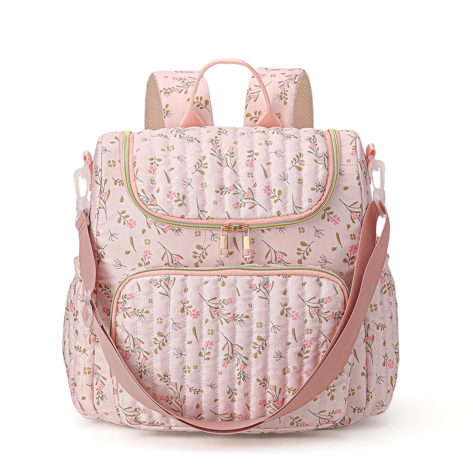 EDFRWWS Printed Diapers Storing Bag Large-capacity Floral Pattern Backpack Polyester Padded Nursing Bags Zipper Closure Portable Bottle & Diaper Storage Backpack for Women Travel Hospital (Style 11)