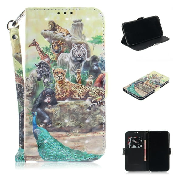 iPhone XR Case, iPhone XR 2018 Case, Allytech 3D PU Leather Protective Cover & Pocket Lanyard Wallet with Cards Holder, Support Kickstand Slim Case for Apple iPhone XR （6.1"）, Zoo