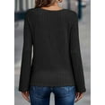 thumbnail image 4 of Mengpipi Womens Long Sleeve Shirts Casual Lightweight Pullover Crew Neck Tunic Tops Black, L(US 12-14), 4 of 5