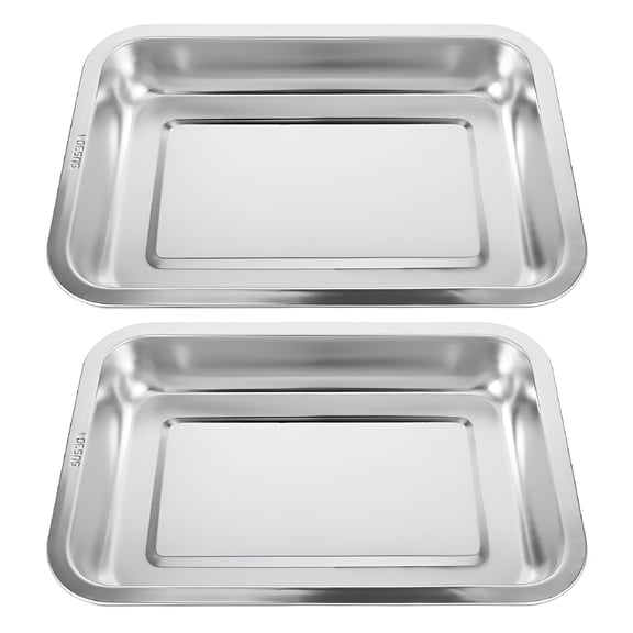 ACDANC 2pcs Stainless Steel Cat Litter Box Large Metal Litter Tray Indoors Metal Litter Pan