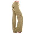thumbnail image 1 of Pantalones de yoga anchos para mujer con bolsillos cargo - Poliéster spandex, cintura elástica, pantalones palazzo elásticos, aptos para el gimnasio/entrenamiento/uso informal, 1 of 5