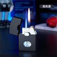 thumbnail image 3 of Grinding Wheel Butane Torch Lighter | Double Flame Windproof Adjustable | Open Flame & Direct Blue Flame | Refillable Visible Window | Compact Aluminum Alloy 6x4.1x1.6cm | 1-Pack, 3 of 6
