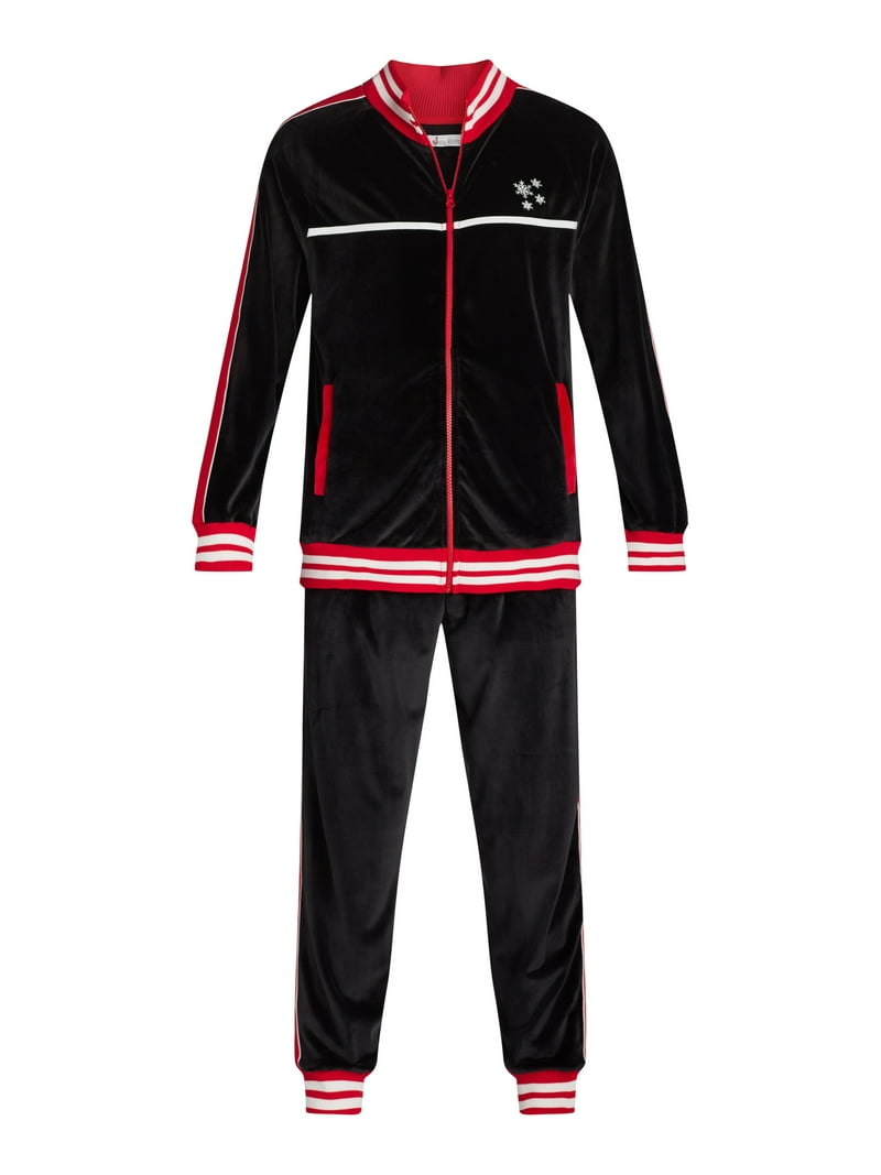 Jolly Knits Men's and Big Men's Velour Christmas Tracksuit Set, 2