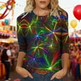 thumbnail image 1 of Xuyuer Carnival 2025 Womens 3/4 Sleeve Tops Mardi Gras and Costumes Fashion Round Neck Printed Blouse, 1 of 6