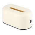 thumbnail image 4 of Caja de pañuelos de plástico moderna de amplia apertura para oficina, dormitorio y sala de estar, resistente al agua, de color amarillo crema, 4 of 8