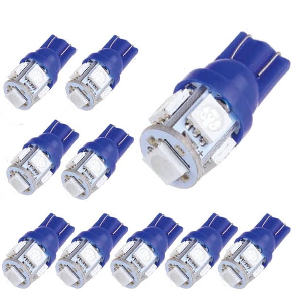 Jtech 10x T10 194 168 2825 Super Bright Blue LED Bulb for Car Interior Dome Map Door Courtesy License Plate Lights