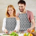thumbnail image 3 of Gray Geometric Quatrefoil Pattern Apron-Garden Aprons for Women with Pockets-Cotton Linen Waterproof Kitchen Cooking Gardening Aprons Adjustable for Kitchen,Cooking,BBQ and Salon 33x27 Inch, 3 of 7