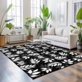 thumbnail image 3 of Area Rugs 5'x7', White Leaves Carpet Runner Indoor Outdoor Rugs Home Decor Aesthetic, Black Vintage Spring Botanical Leaf Plants Non Slip Mats Washable Accent Rug for Living Room Bedroom, 3 of 8