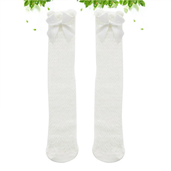 HEANUJJ Cotton Baby Socks with Big Bow Knee High for Toddler Girls, Soft, Comfortable, Warm, Perfect Everyday Wear