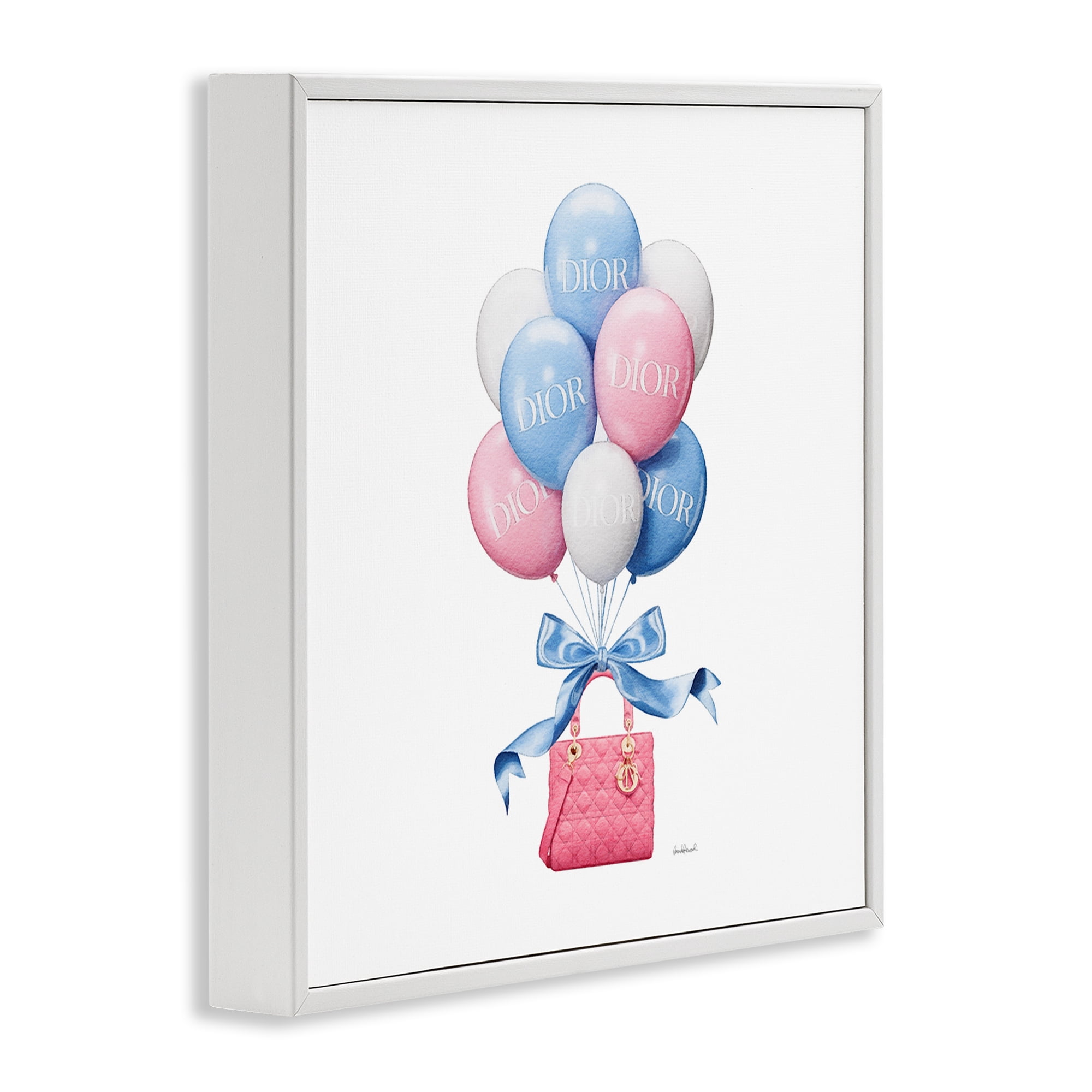 Stupell Industries Pink & Blue Handbag Balloons White Framed Giclee Art, design by Amanda Greenwood