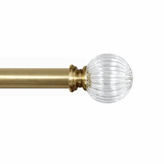 Deco Window Adjustable Curtain Rod for Windows 44 to 120 Inch (Pack of 1) Extendable Heavy Duty 1 Inch Glass ball with Finials Wall Mounted Curtain Rods (Warm Gold)