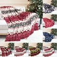 thumbnail image 5 of LanSuare Multicolored Plaid Flannel Christmas Throw Blanket, 59x39Inch Fluffy Cozy Soft Lightweight Reindeer Snowflake Print Red Blanket , for Couch, Sofa, Gift Idea for Family, 5 of 5