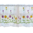 thumbnail image 1 of Cateissary Cortinas de encaje estilo villa rural americana con bordado de flores, translúcidas, de media altura Decoración del hogar Como se muestra 180*60cm, 1 of 6