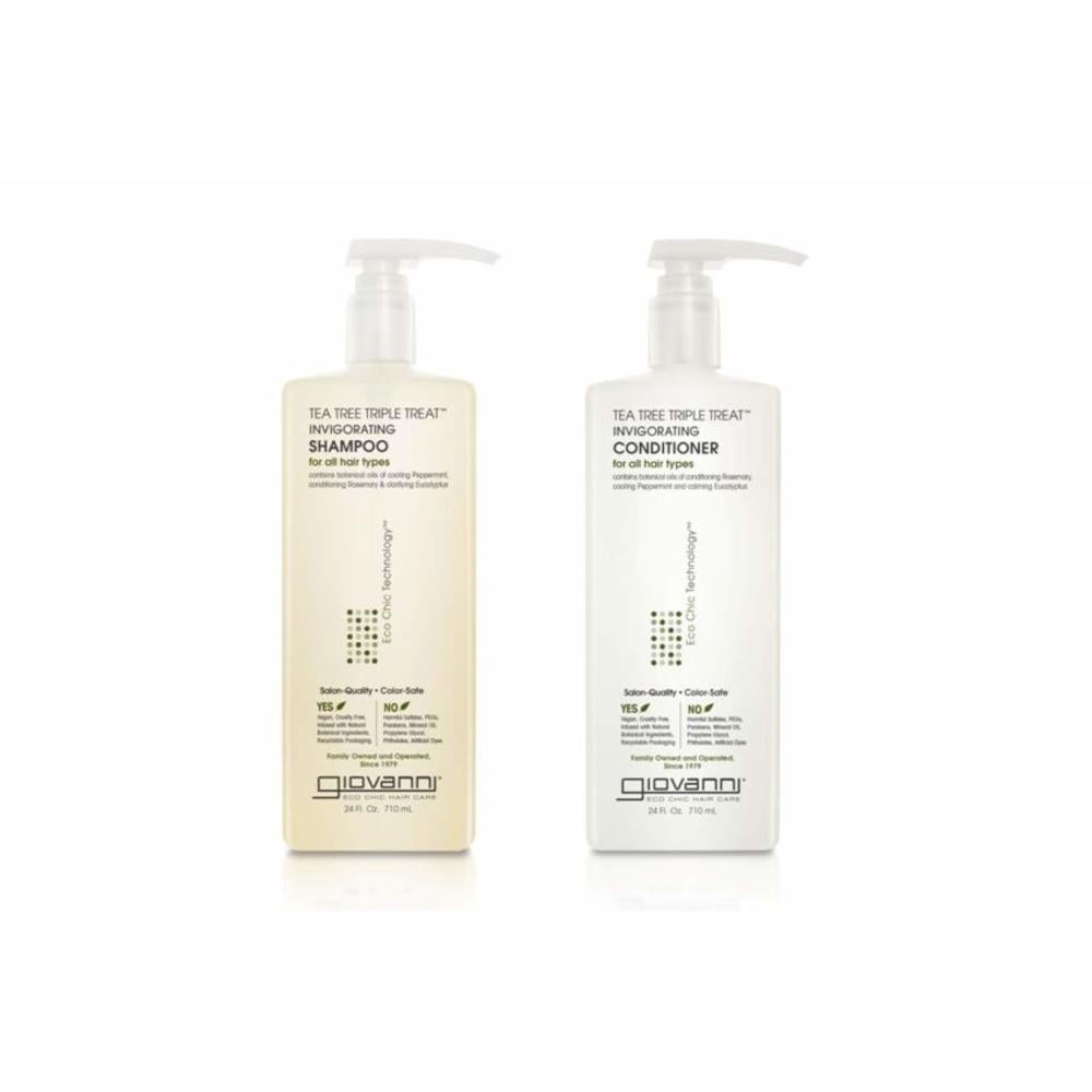 GIOVANNI Tea Tree Triple Treat Invigorating Shampoo & Conditioner Set, 24 oz. Cooling Peppermint